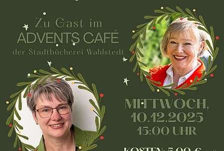 Plakat mit Infos und den Fotos der beiden Talkerinnen