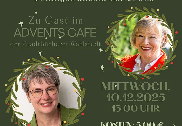 Plakat mit Infos und den Fotos der beiden Talkerinnen