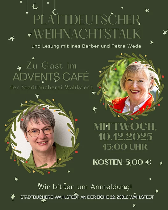 Plakat mit Infos und den Fotos der beiden Talkerinnen