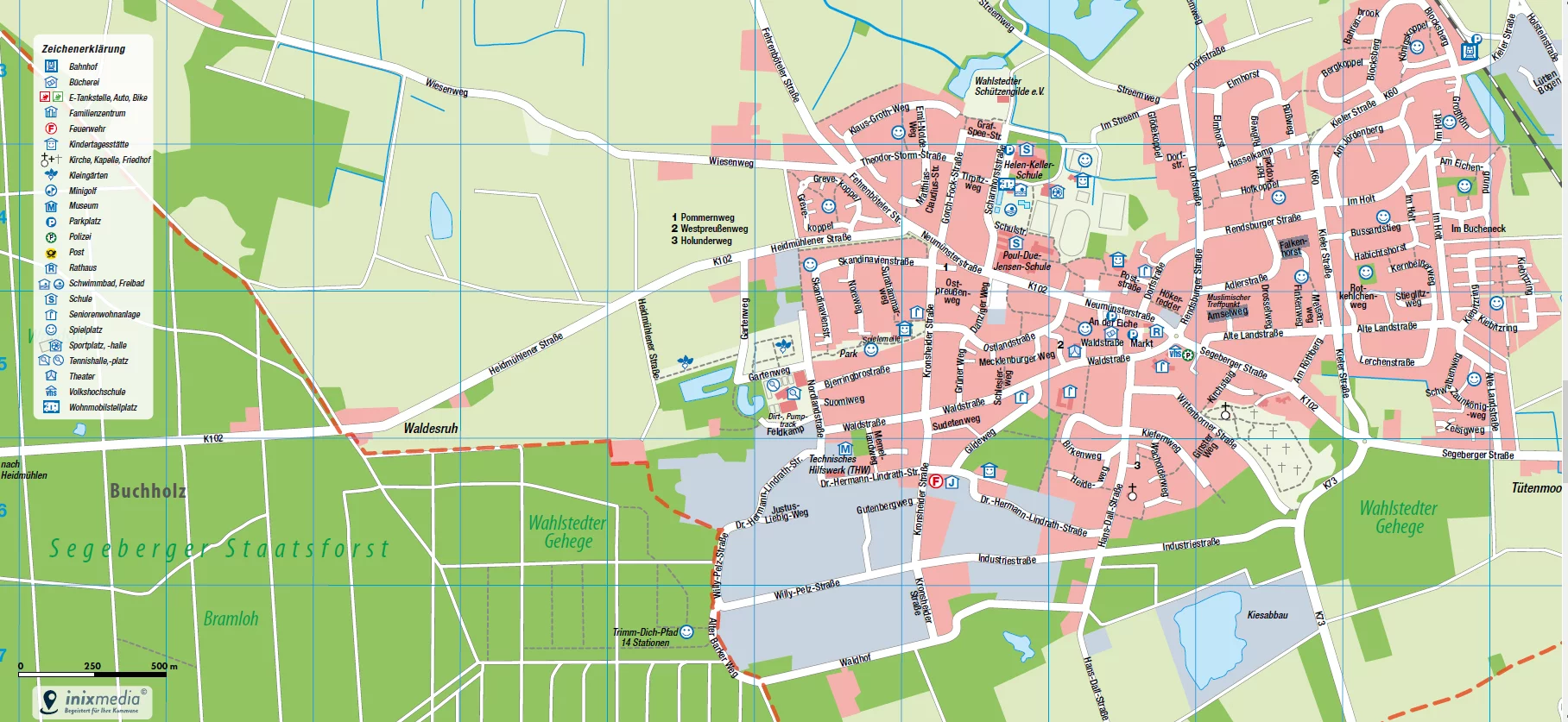 Kartenausschnitt Ortsplan Wahlstedt