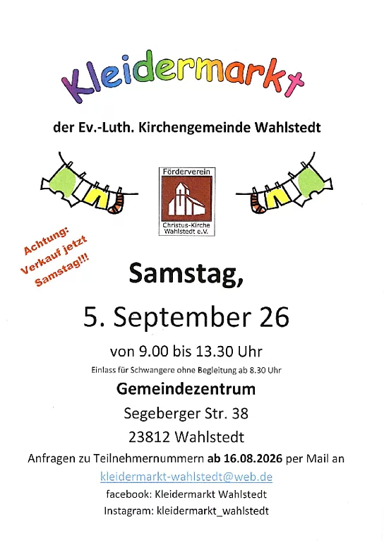 Plakat mit Abbildung von Wäscheleine mit aufgehängter Kleidung sowie Informationen zur Veranstaltung
